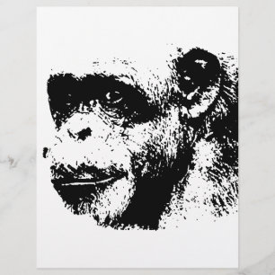 Lámina Arte pop chimpancé negro y blanco