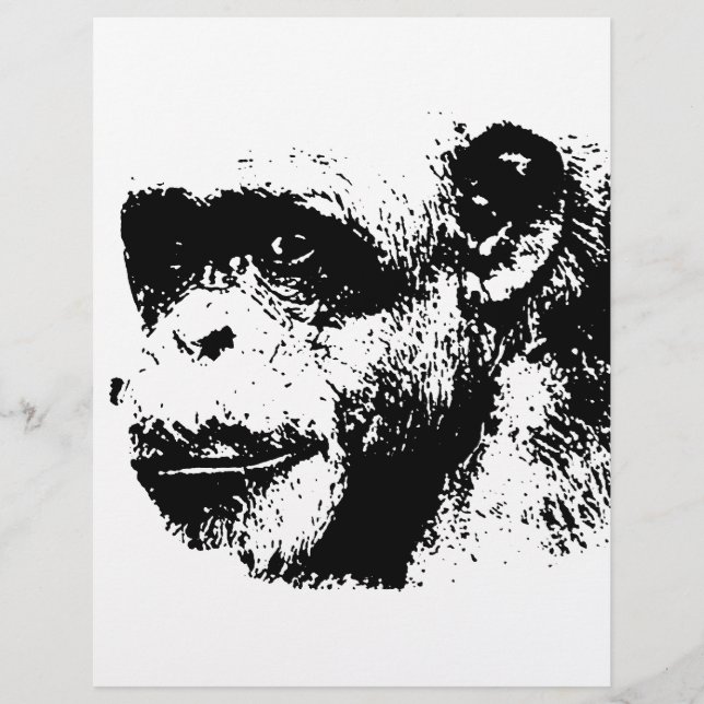 Lámina Arte pop chimpancé negro y blanco (Anverso)
