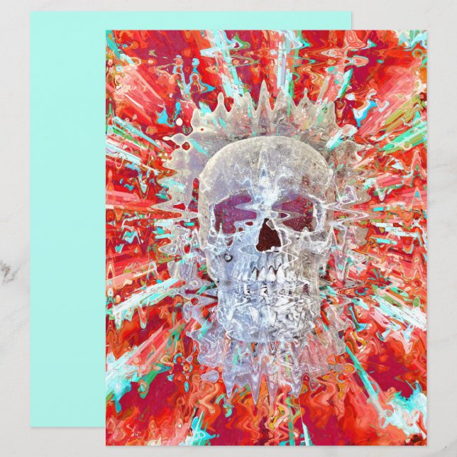 Lámina Arte Pop Skull Colorful Psychedelle Surreal (Anverso / Reverso)