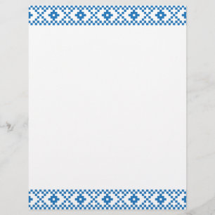 Lámina Arte popular de origen étnico letón, azul y blanco