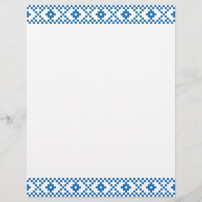 Lámina Arte popular de origen étnico letón, azul y blanco (Anverso)