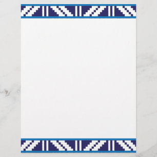 Lámina Arte popular étnico letón de Latgale azul y blanco