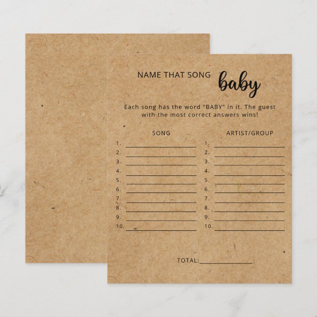 Lámina Artesanía rústica - Nombra esa canción, juego de d (Anverso / Reverso)