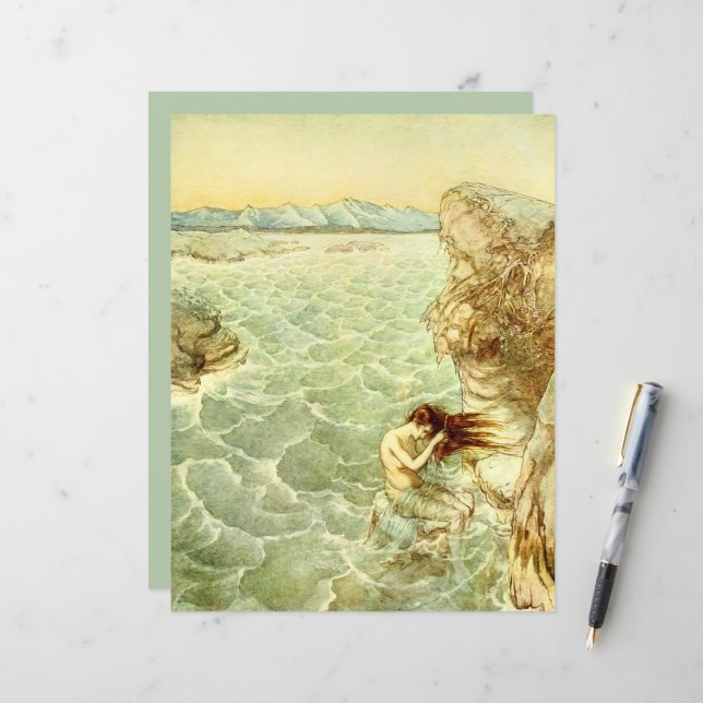 Lámina Arthur Rackham Ilustracion Nymph en un periódico d (Anverso/Reverso In Situ)