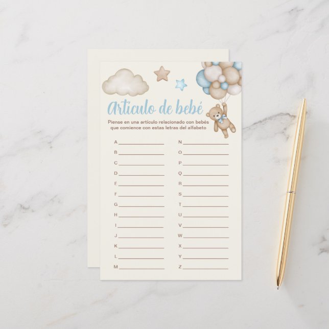 Lámina Artículo de bebé juego para Baby Shower (Anverso/Reverso In Situ)