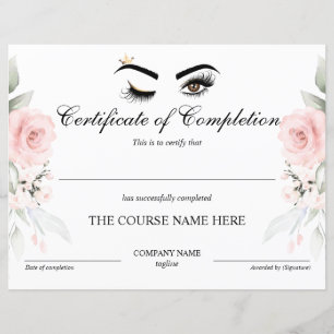Lámina Artista de maquillaje Wink Oye Certificate of Comp