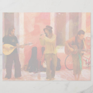 Lámina Artistas callejeros que juegan instrumentos juntos