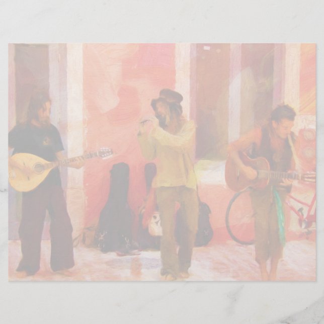 Lámina Artistas callejeros que juegan instrumentos juntos (Anverso)