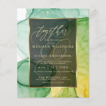 Asombrosa tinta abstracta líquida de verdes y dora