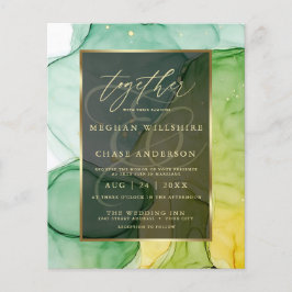 Lámina Asombrosa tinta abstracta líquida de verdes y dora