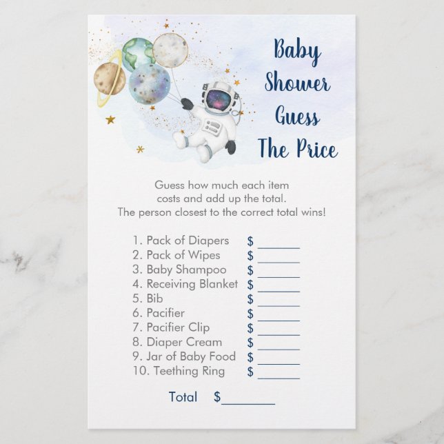 Lámina Astronauta Blue Gold Space Adivinan El Juego De Lo (Anverso)