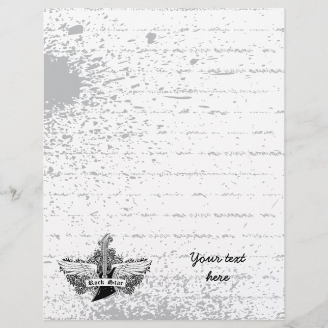 Lámina Ataques eléctricos de estrella de rock blanco negr (Anverso)