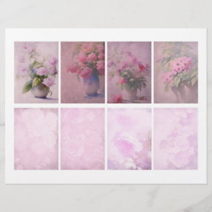 Lámina ATCs florales rosas para libros de texto y diarios