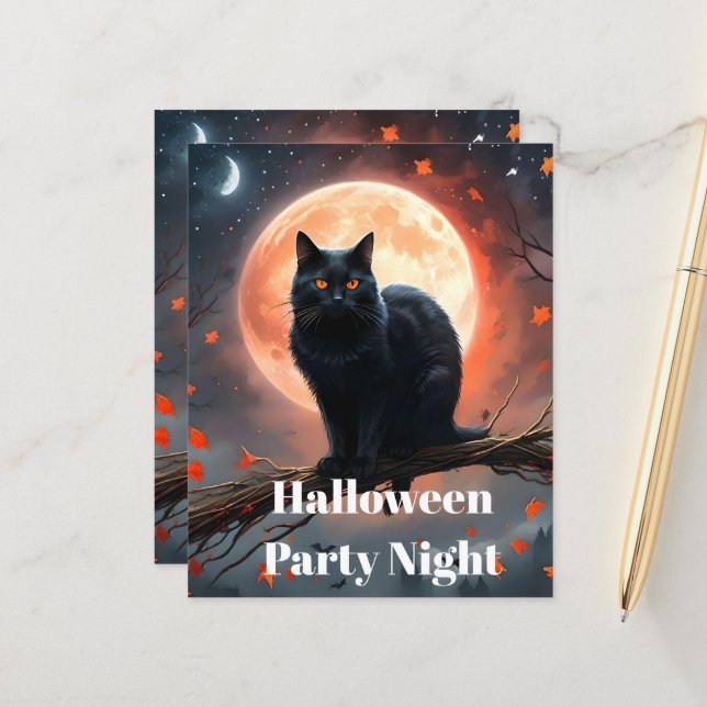 Lámina Aterrador Halloween Black Cat Moonlight, (Anverso/Reverso In Situ)