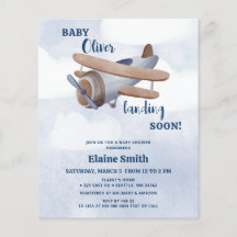 Aterrizar pronto el avión de Blue Boy Baby Shower