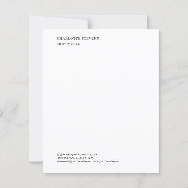 Lámina Attorney at Law Minimalist Elegant Paper Sheet (Anverso)