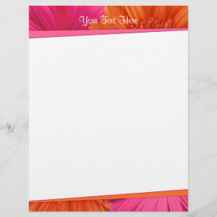 Lámina Audaz Naranja Rosa Gerbera Daisy Letterhead