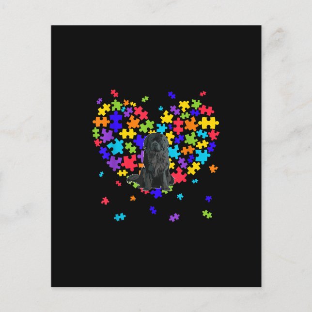 Lámina Autismo Newfoundland Cute Heart Dog Dad Mom (Anverso)