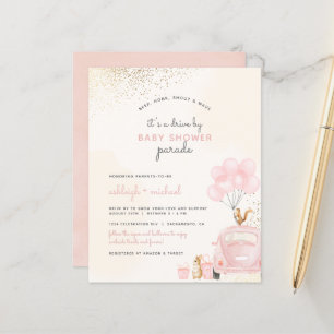 Lámina Auto Rubor Pink Balloon Drive De Baby Shower