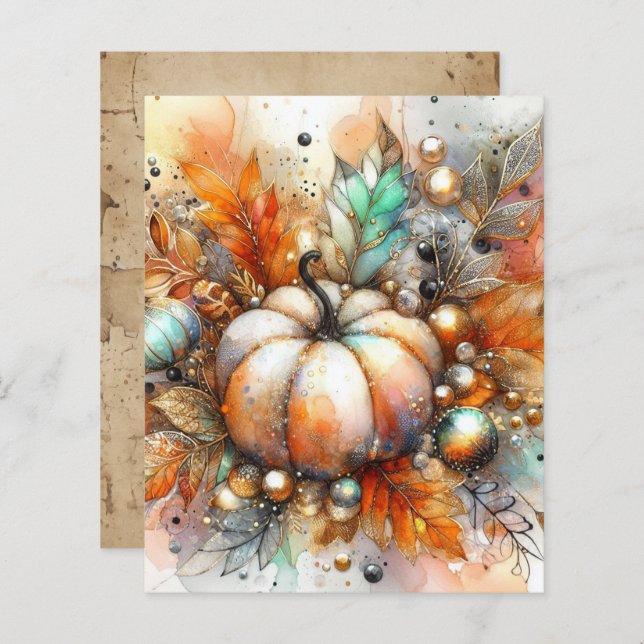 Lámina Autumn Fall Pumpkin Harvest Scrapbook Paper (Anverso / Reverso)