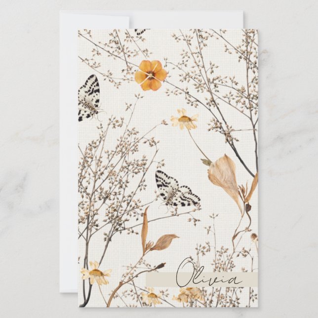 Lámina Autumn Floral Butterfly Paper Sheet (Anverso)