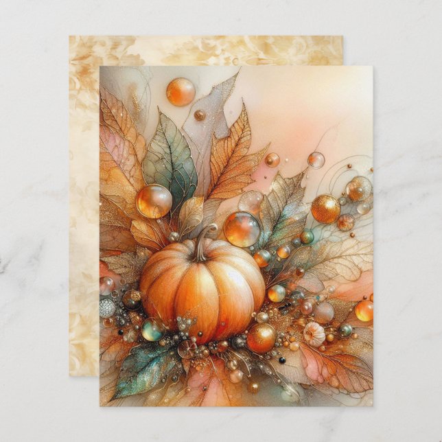 Lámina Autumn Maple Pumpkin Scrapbook Paper (Anverso / Reverso)