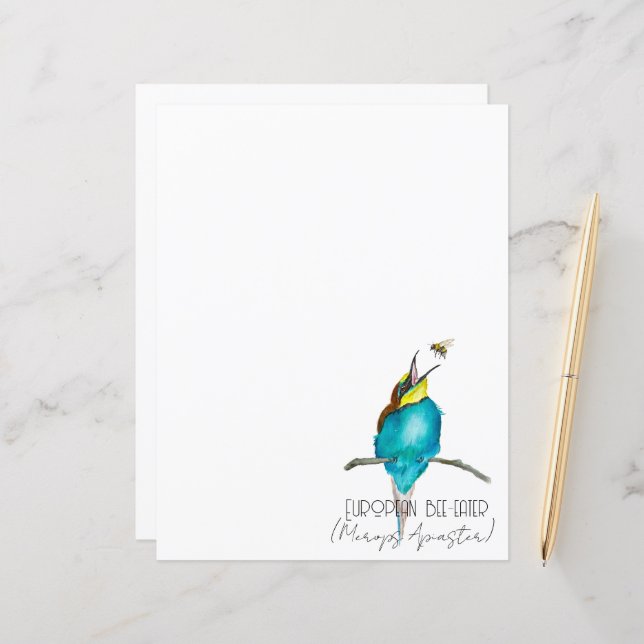 Lámina Ave acuarela (apicultor europeo) (Anverso/Reverso In Situ)