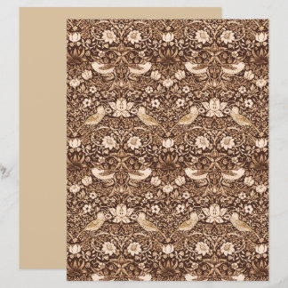Lámina Ave y Tapiz de flores de estilo Art Nouveau, Sepia
