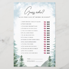 Lámina Aventura Baby Shower Adivinar a mamá o papá juego