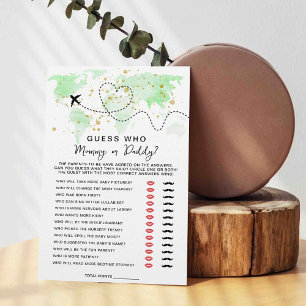 Lámina Aventura Mapa de viajes Baby Shower Adivina Quién