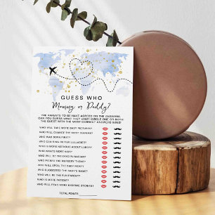Lámina Aventura Mapa de viajes Baby Shower Adivina Quién