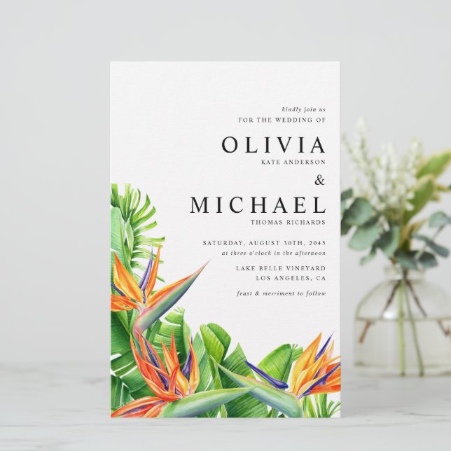 Lámina Aves acuarelas de la invitación a la boda paraíso (Anverso de pie)