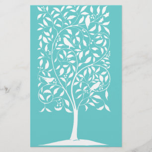 Lámina Aves blancas en el árbol