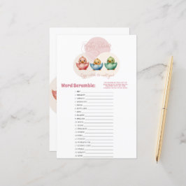 Lámina Aves de huevo de Kawaii Típicas, juego de escrambl