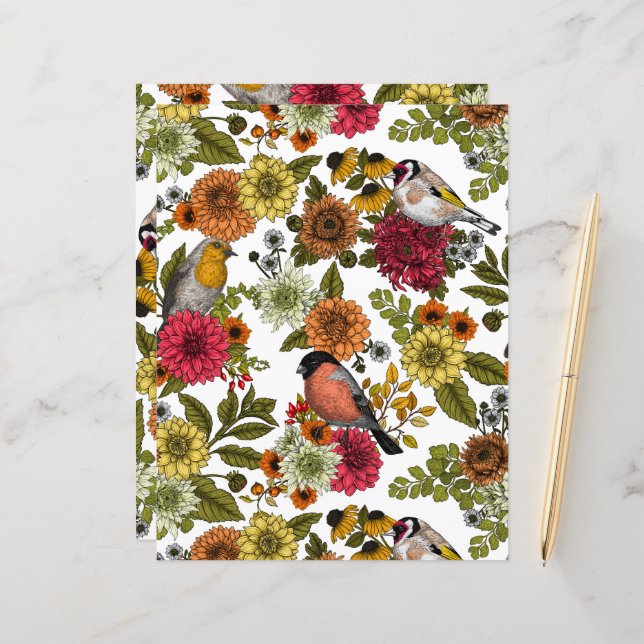 Lámina Aves de jardín y flores 1 (Anverso/Reverso In Situ)