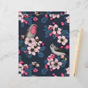 Lámina Aves y flores