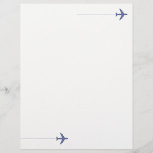 Lámina avión de viaje azul con línea de puntos en blanco