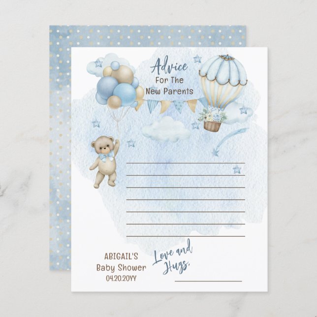 Lámina Aviso de Baby Shower de Teddy Bear Bearly de papel (Anverso / Reverso)