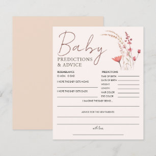 Lámina Aviso y predicción de Baby Shower sobre el Boho Wi