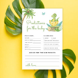 Lámina Aviso y predicciones de Baby Shower de dinosaurios