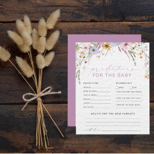 Lámina Aviso y predicciones de Baby Shower de Flor Silves