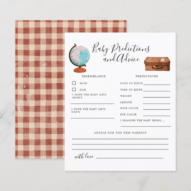 Lámina Aviso y predicciones para bebés de viajes de vinta (Anverso / Reverso)