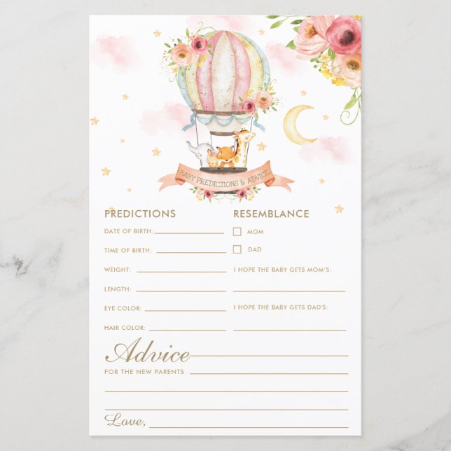 Lámina Aviso y predicciones para bebés en globos de aire  (Anverso)