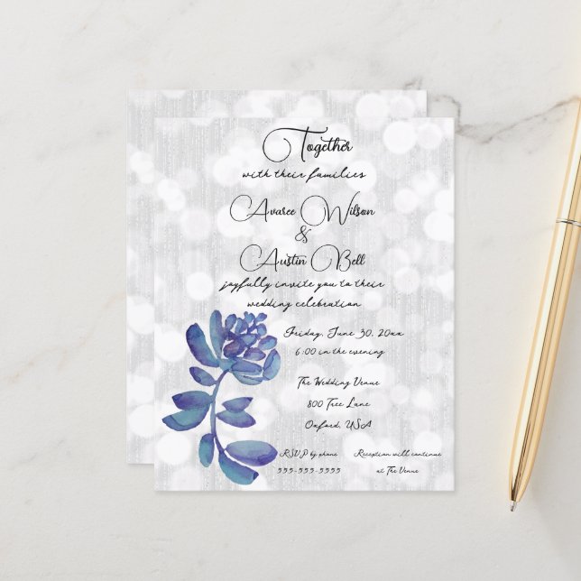 Lámina Azul acuarela Succulum Minimalista (Anverso/Reverso In Situ)