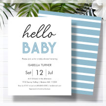 Azul | Hola bebé | Invitación de Baby Shower