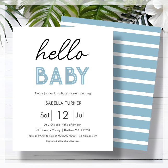 Lámina Azul | Hola bebé | Invitación de Baby Shower (Subido por el creador)