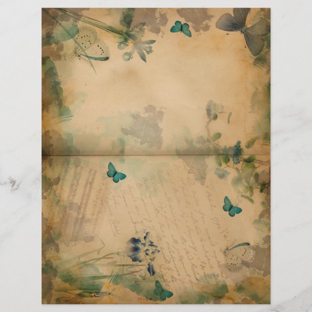 Lámina Azul Iris y mariposa Vintage (Anverso)