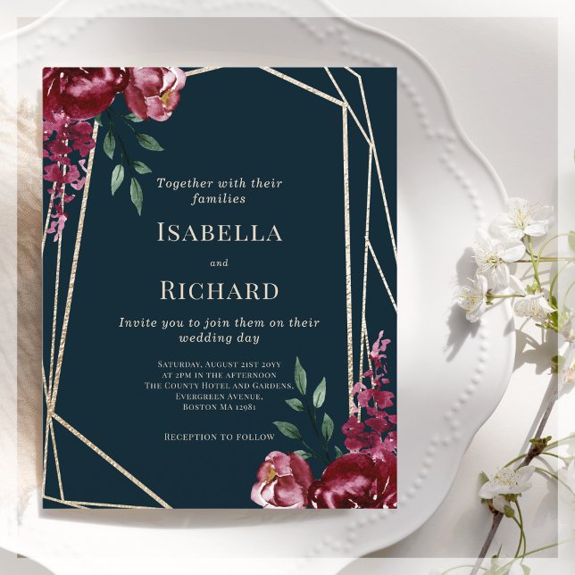 Lámina Azul Marino | Invitación a la boda floral de Borgo (Subido por el creador)