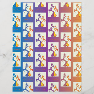 Lámina Azul moderno, morado, naranja Tulip Parple Floral