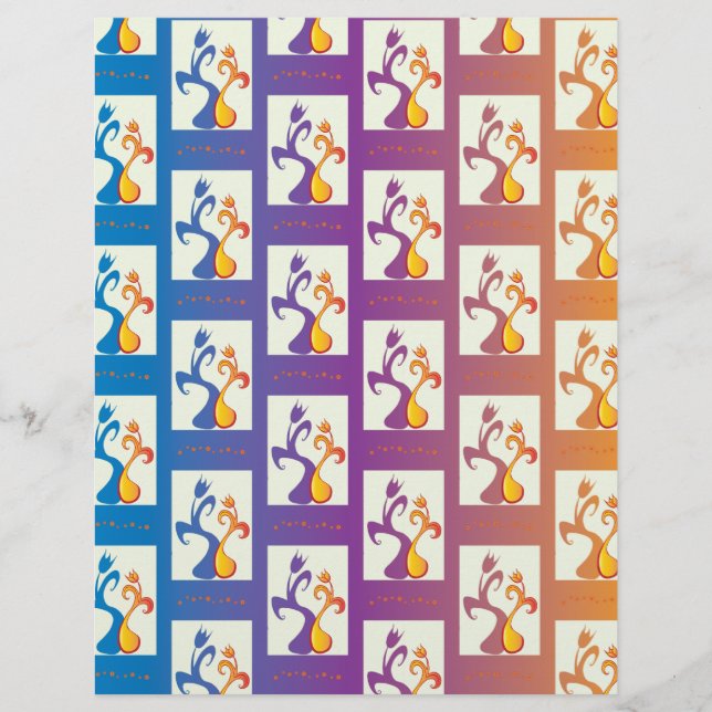 Lámina Azul moderno, morado, naranja Tulip Parple Floral (Anverso)